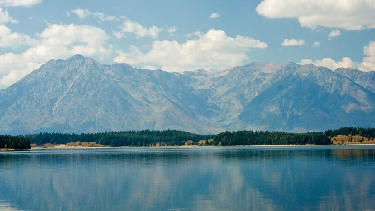 Yellowstone Lake with mountains behind
