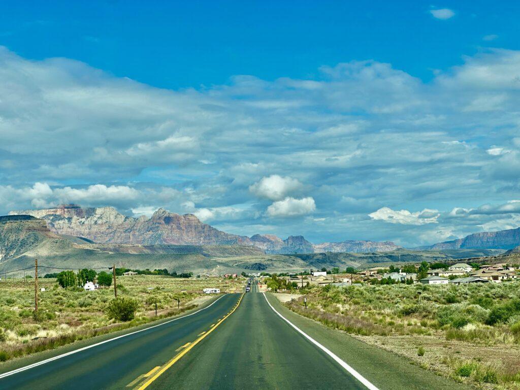 road heading towards Zion National Park