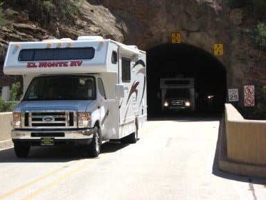 Rv's driving through Zion Tunnel