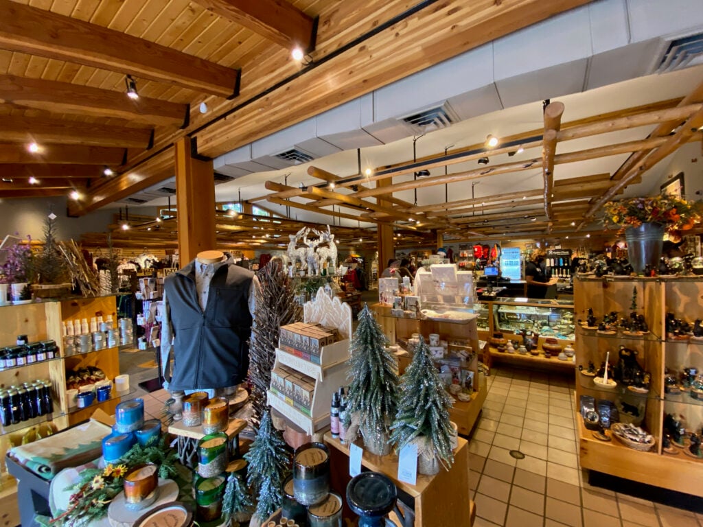 Candles, clothing, and trinkets at the general store at Colter Bay Village