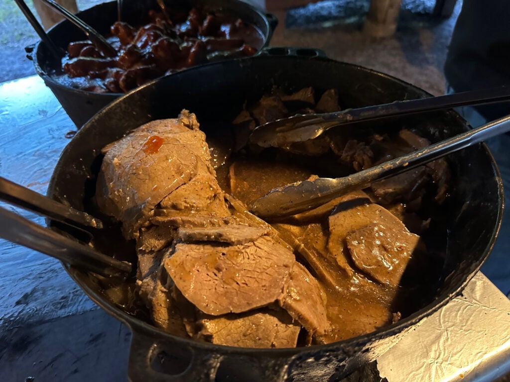 Roast beef in a cast iron pan