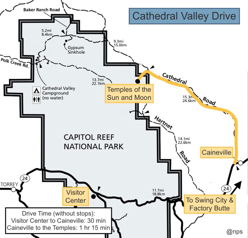 map of the Cathedral Valley drive