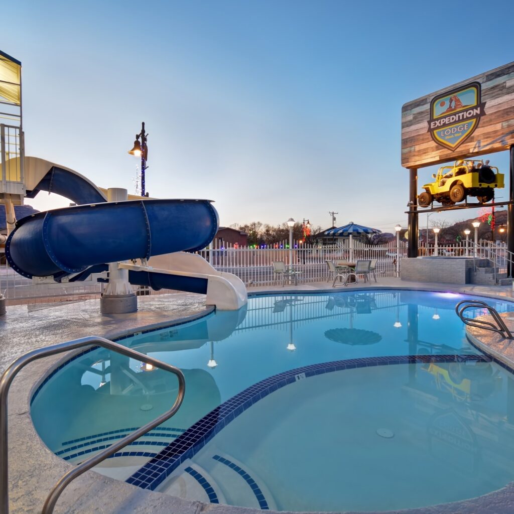 pool with waterslide