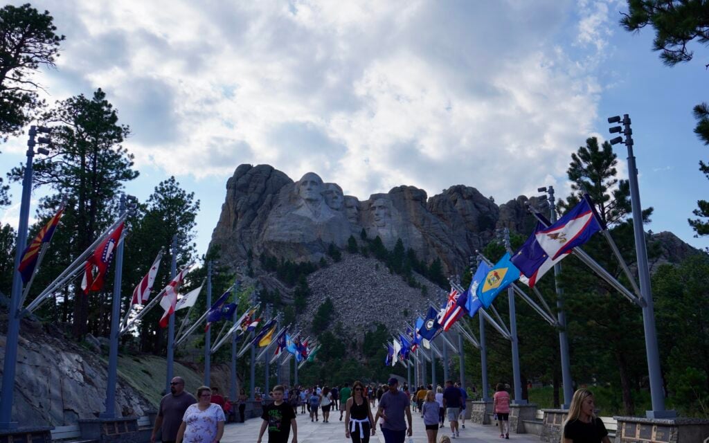 Avenue of Flags below Mount Rushmore