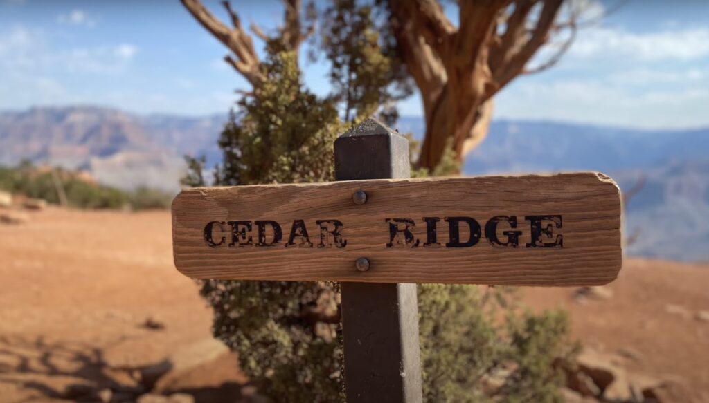 Photo of Cedar Ridge trail sign in Grand Canyon