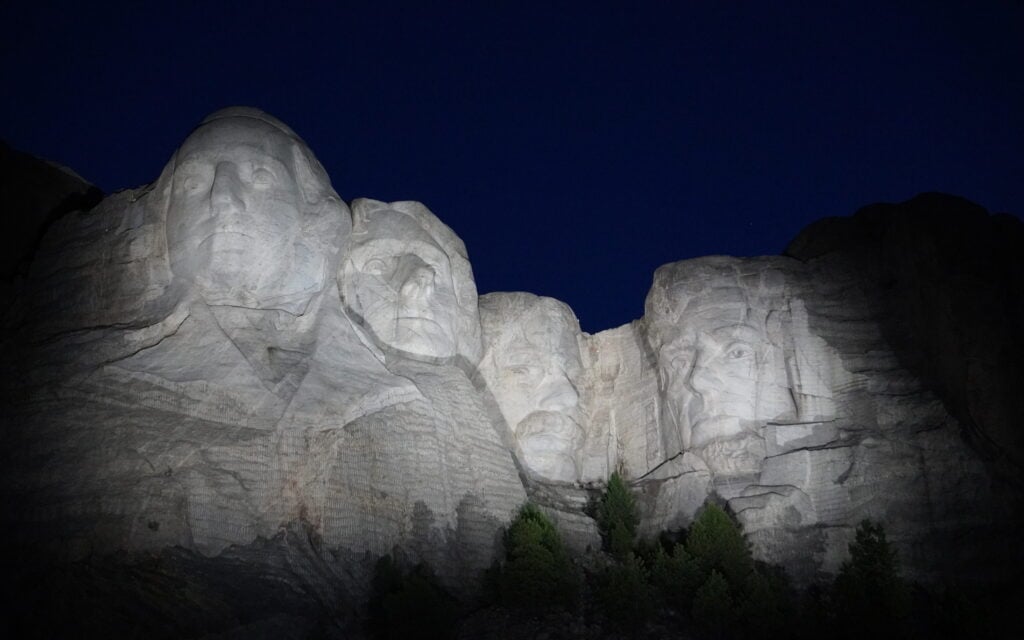 Mount Rushmore at night