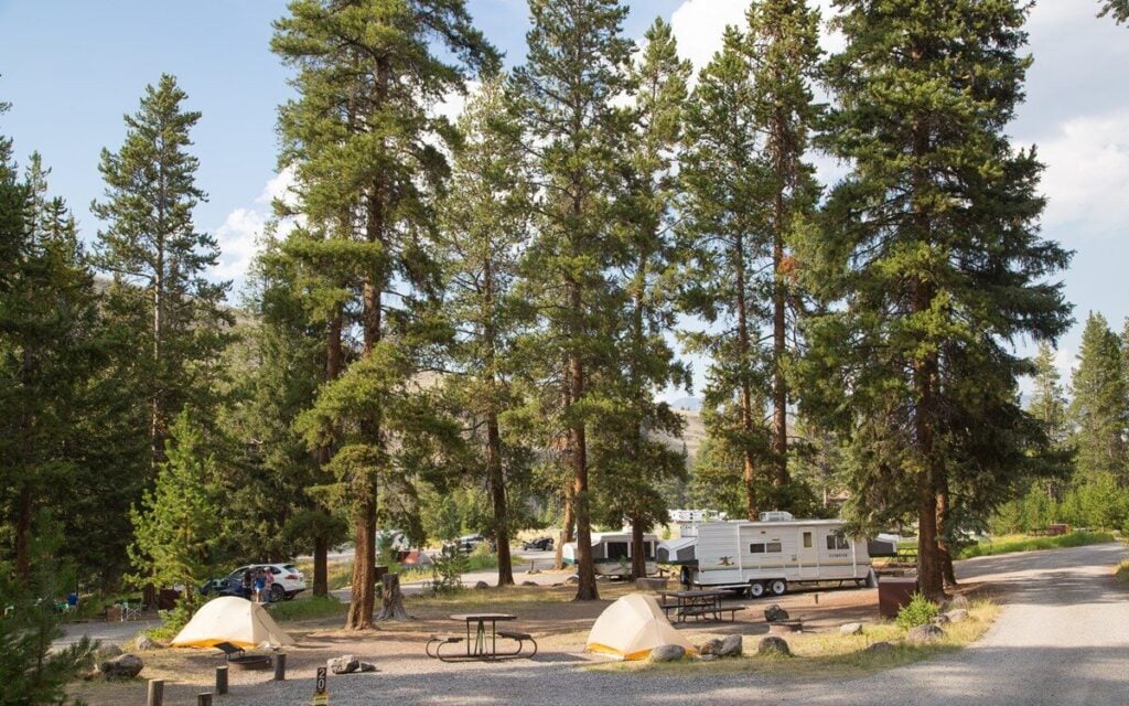 rv's and tents at campground