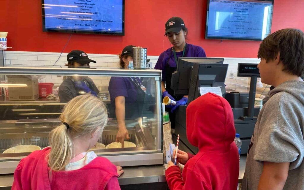 Picture of the ice cream counter at Memorial Team Ice Cream