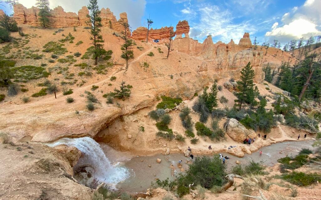 Mossy Cave waterfall and East Fork Sevier River