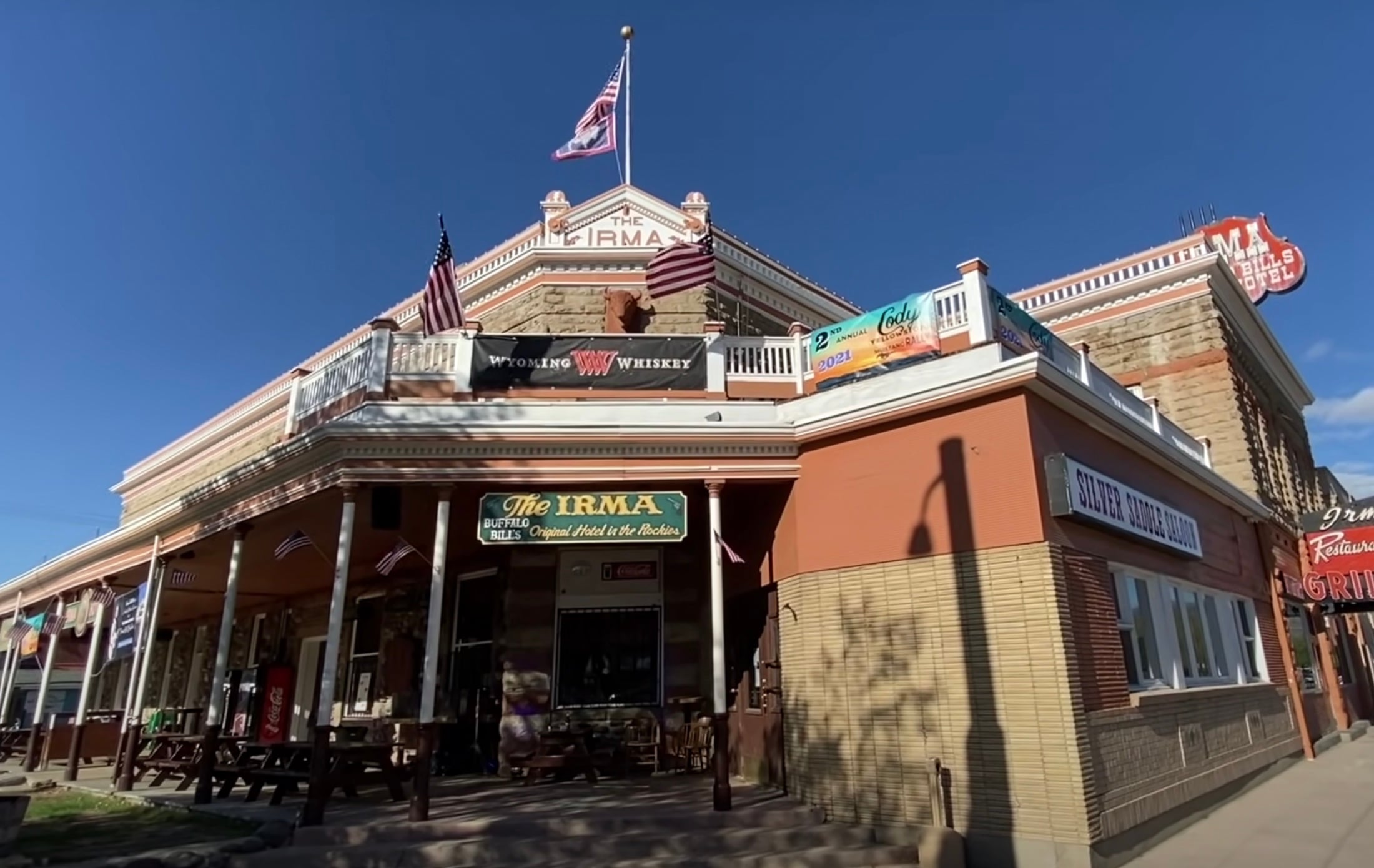 Front view of Irma Hotel in Cody Wyoming