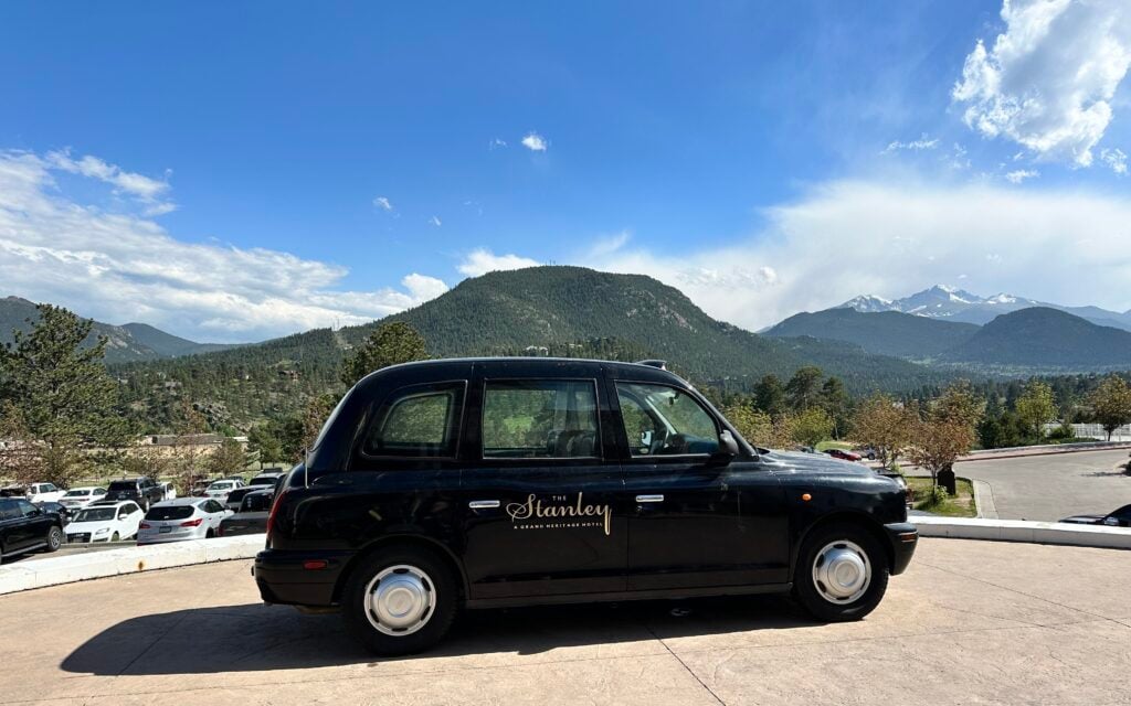 Old car at Stanley Hotel in Estes Park, CO