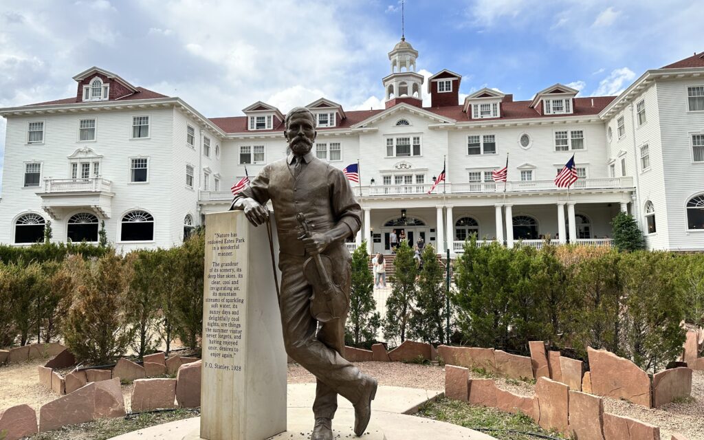 statue in front of Stanley Hotel