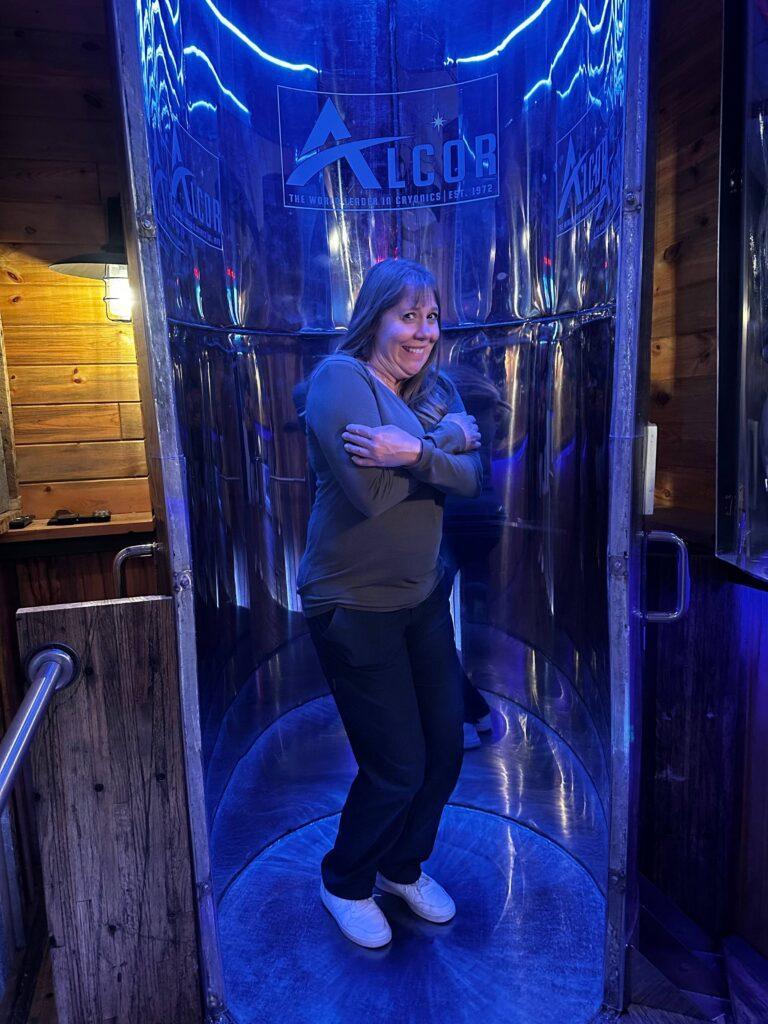 woman in cryonic tank