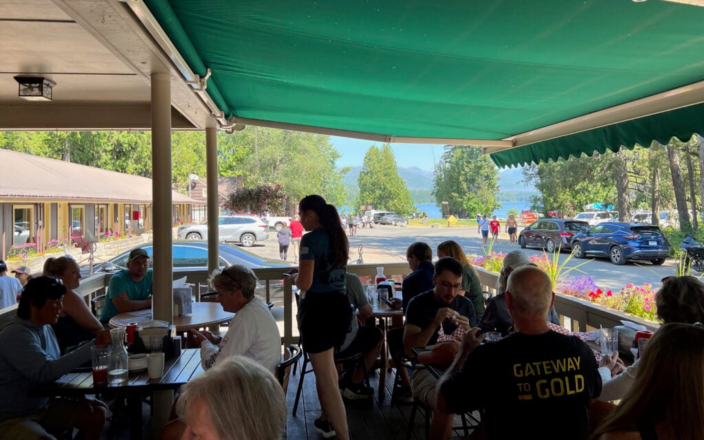 people sitting in outdoor dining area