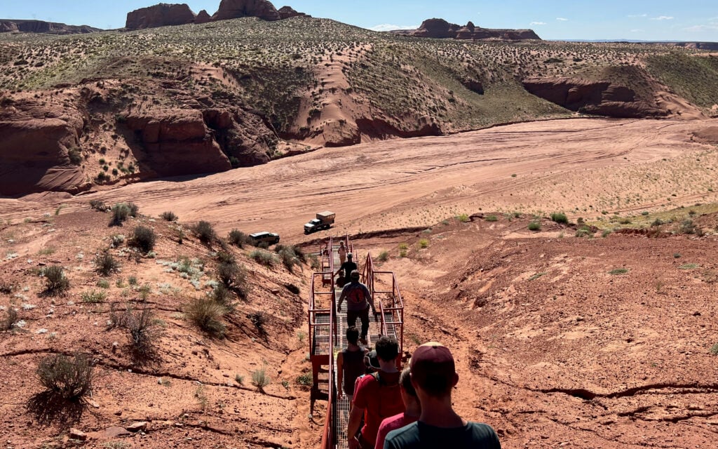 stairs in desert for Upper Antelope Canyon tour
