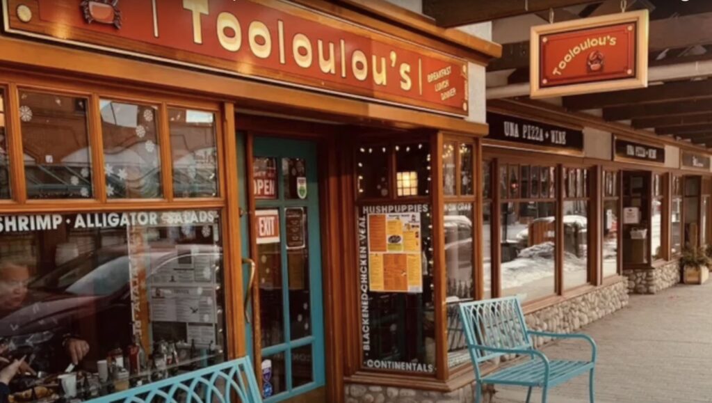Front of Tooloulou's Restaurant in Banff