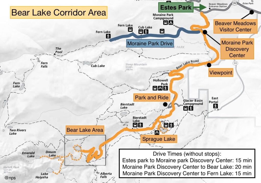 Map showing Bear Lake Corridor and sites along the way