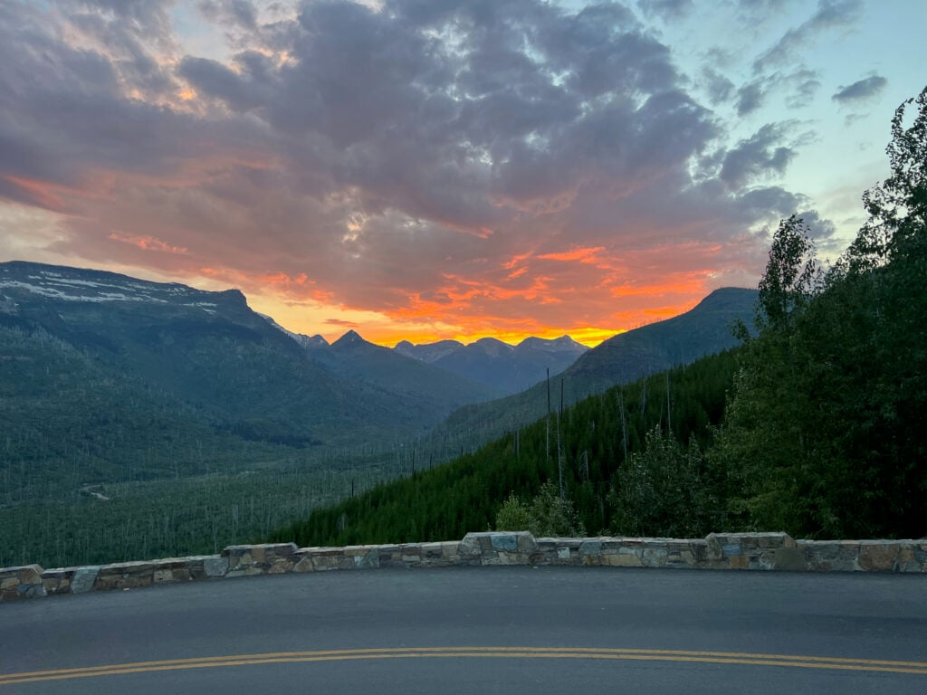 sunset in Glacier from the Going-to-the-Sun Road