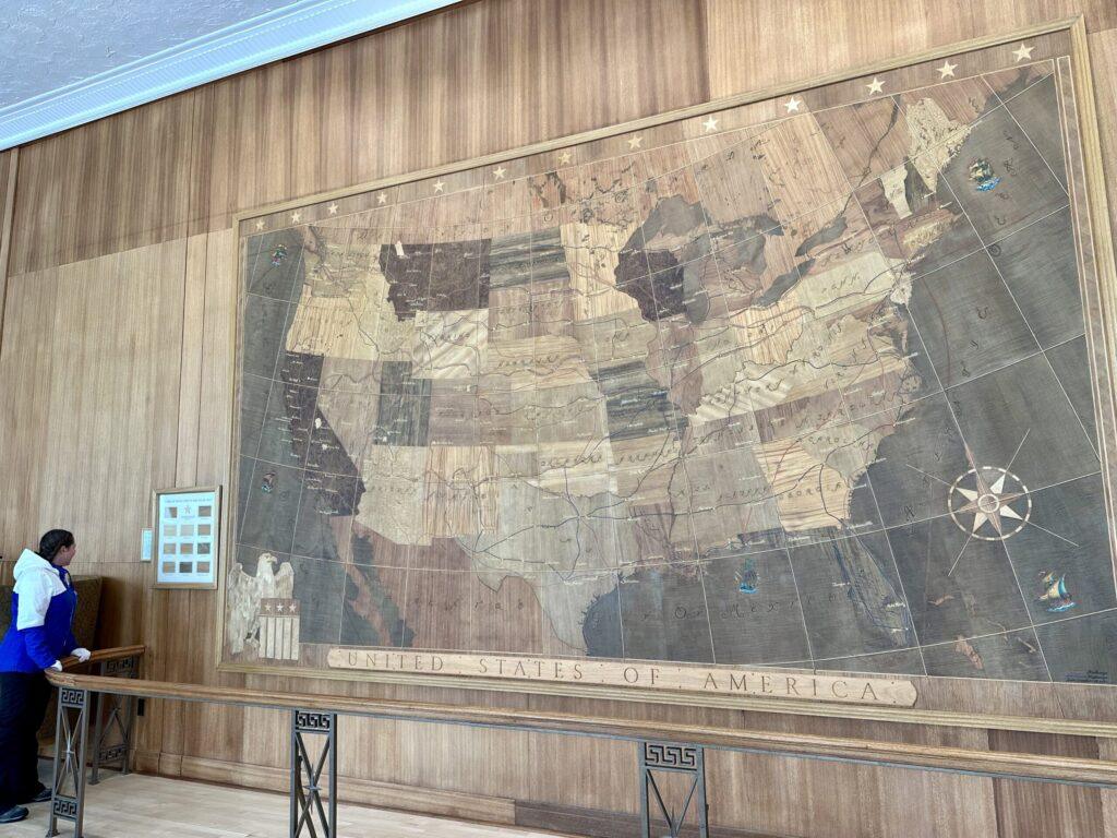 wooden map of the United States