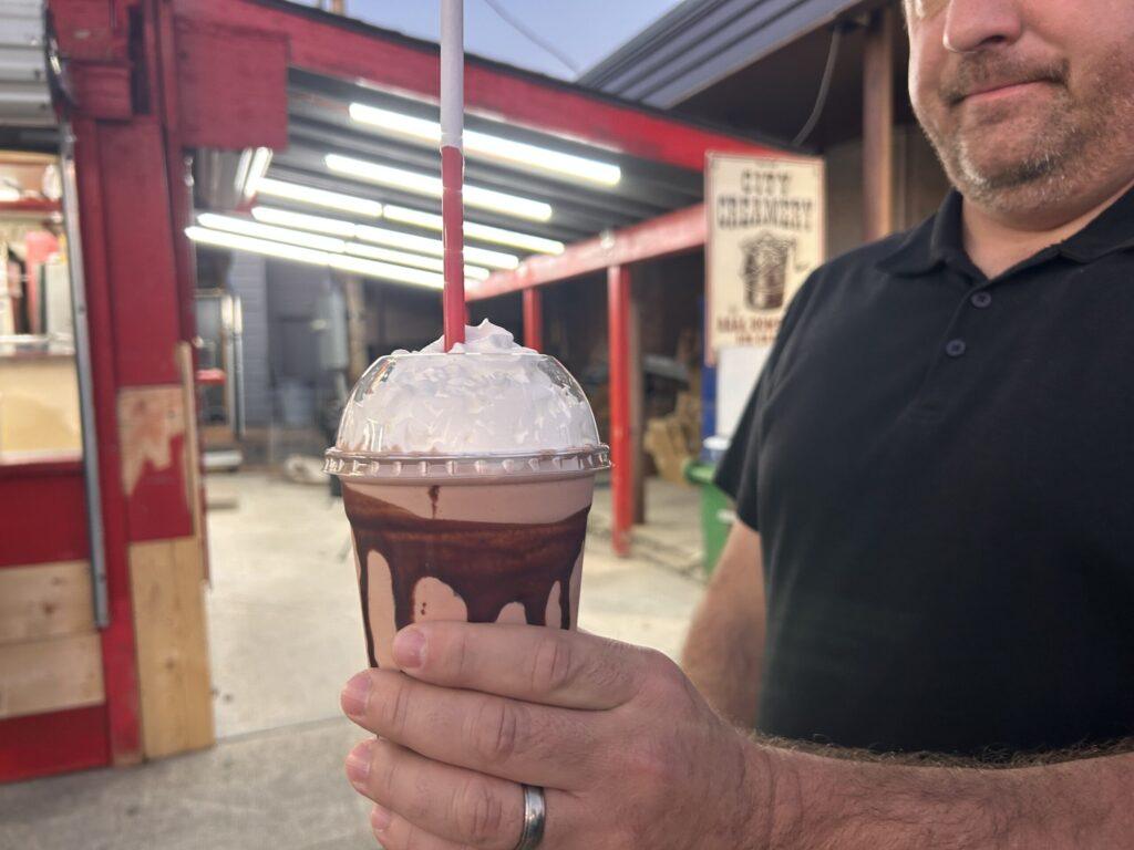 man holding shake in West Yellowstone