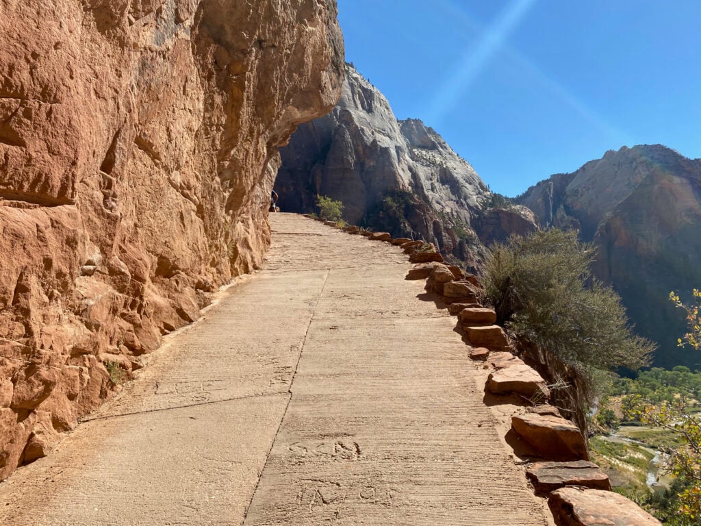 paved trail on edge of cliff