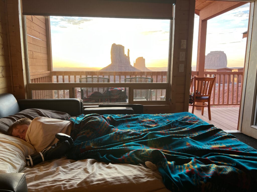 view of sunrise from hotel room