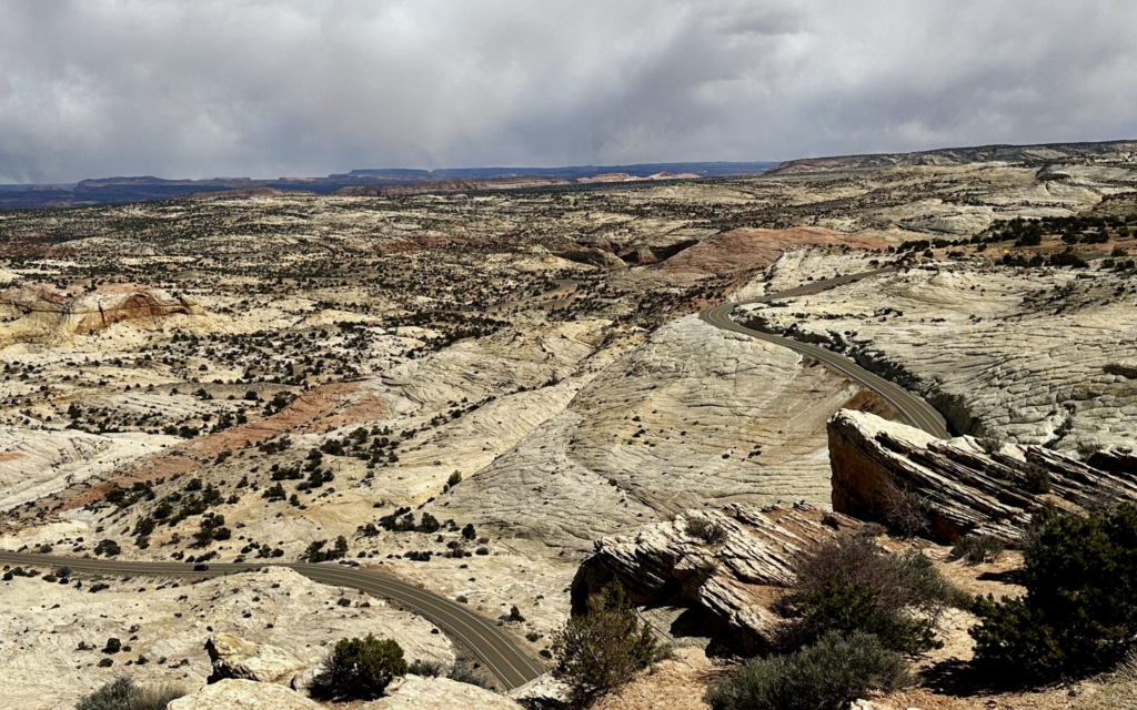 view of valley with white rock