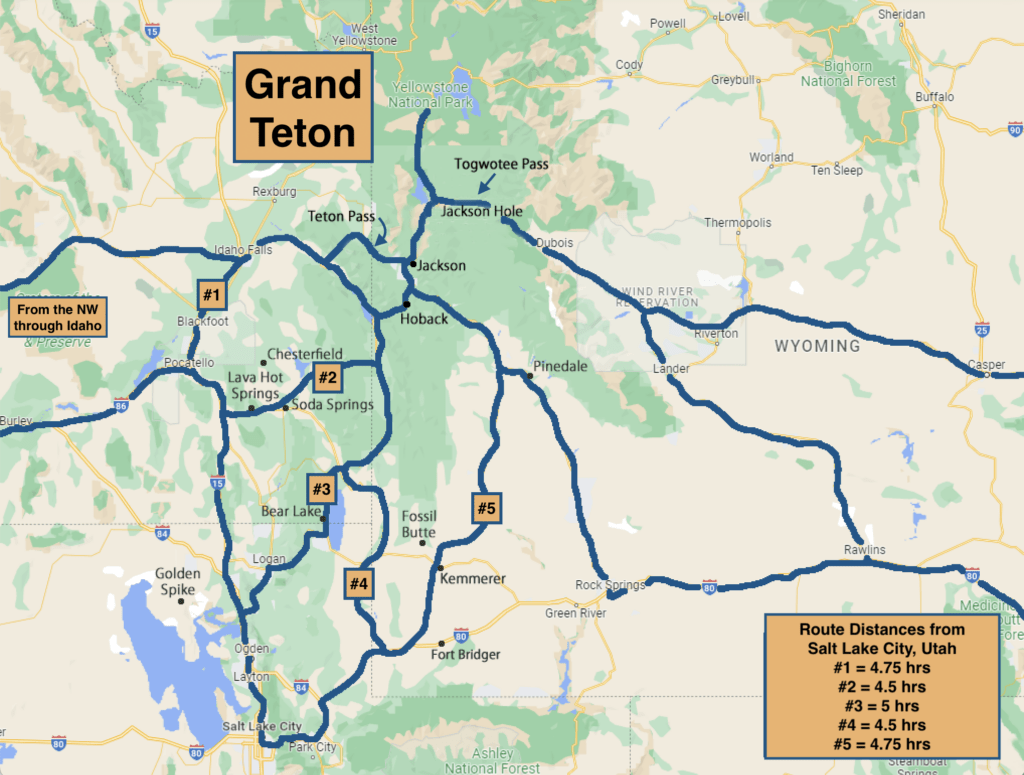 map showing how to get to Grand Teton