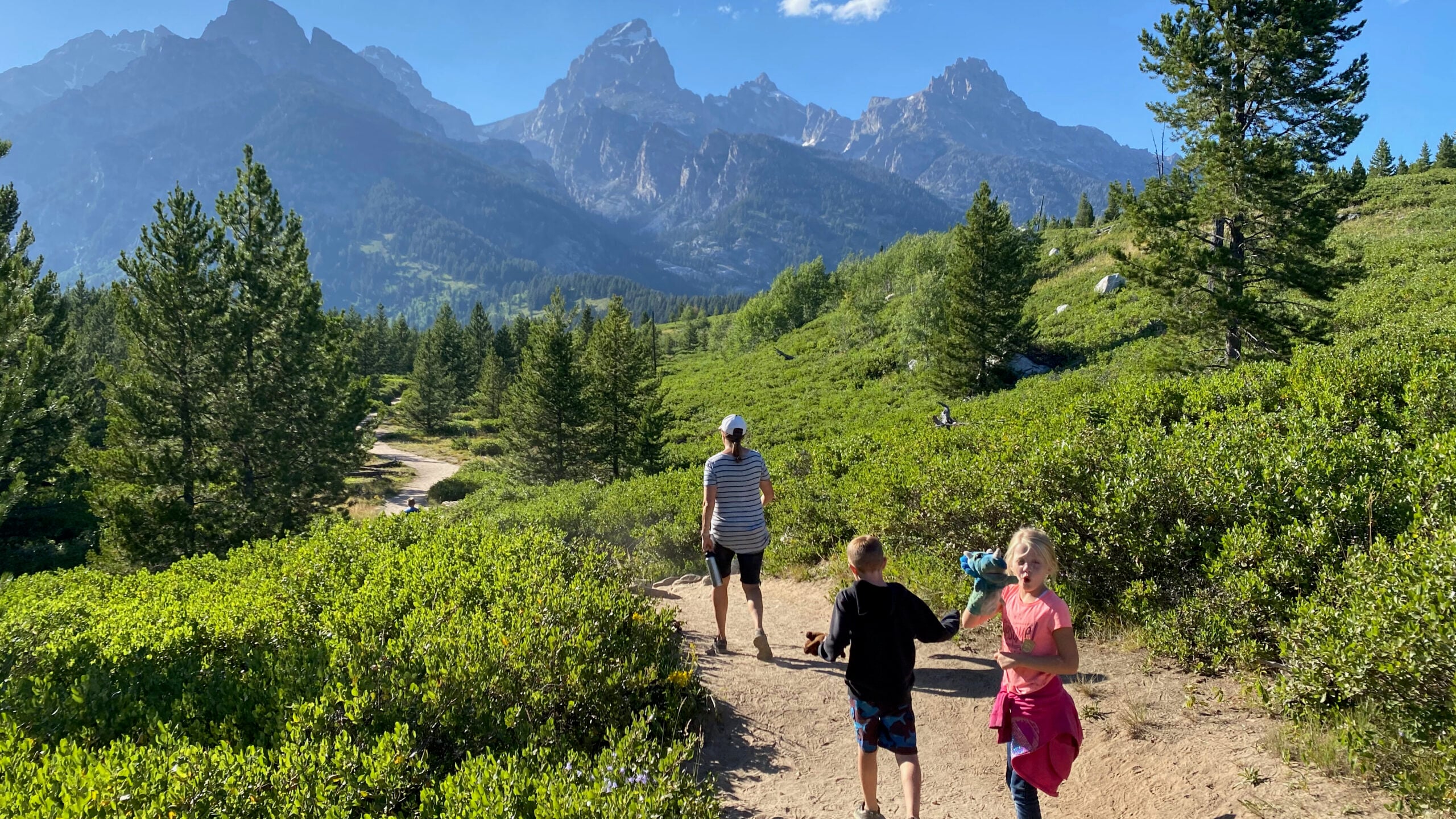 People Walking on Taggart Lake Trail