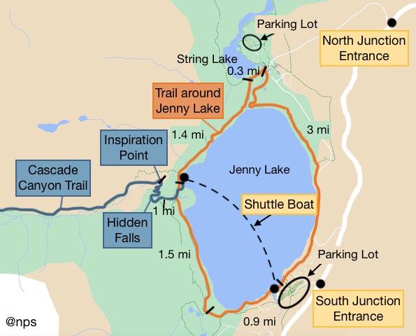 map showing the Jenny Lake Area of Grand Teton