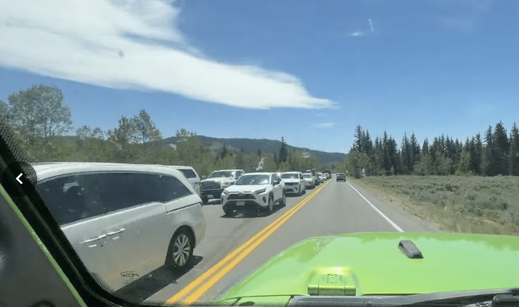 cars in traffic along road