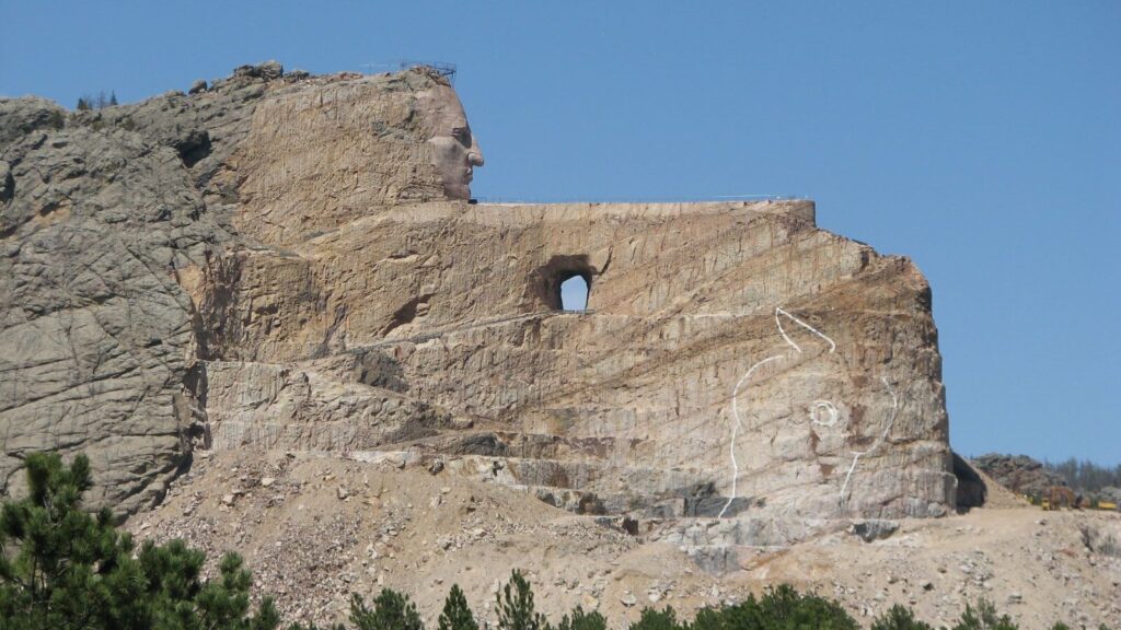 Distant view of Crazy Horse Memorial