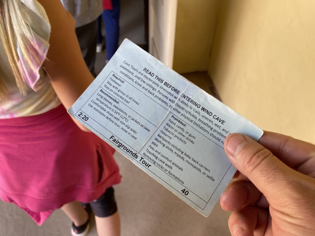 Ticket for Wind Cave