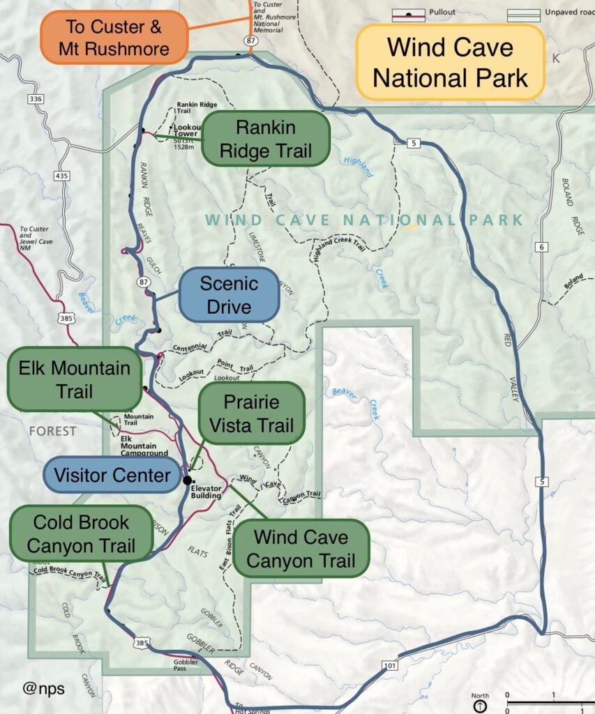 Map showing the Wind Cave area