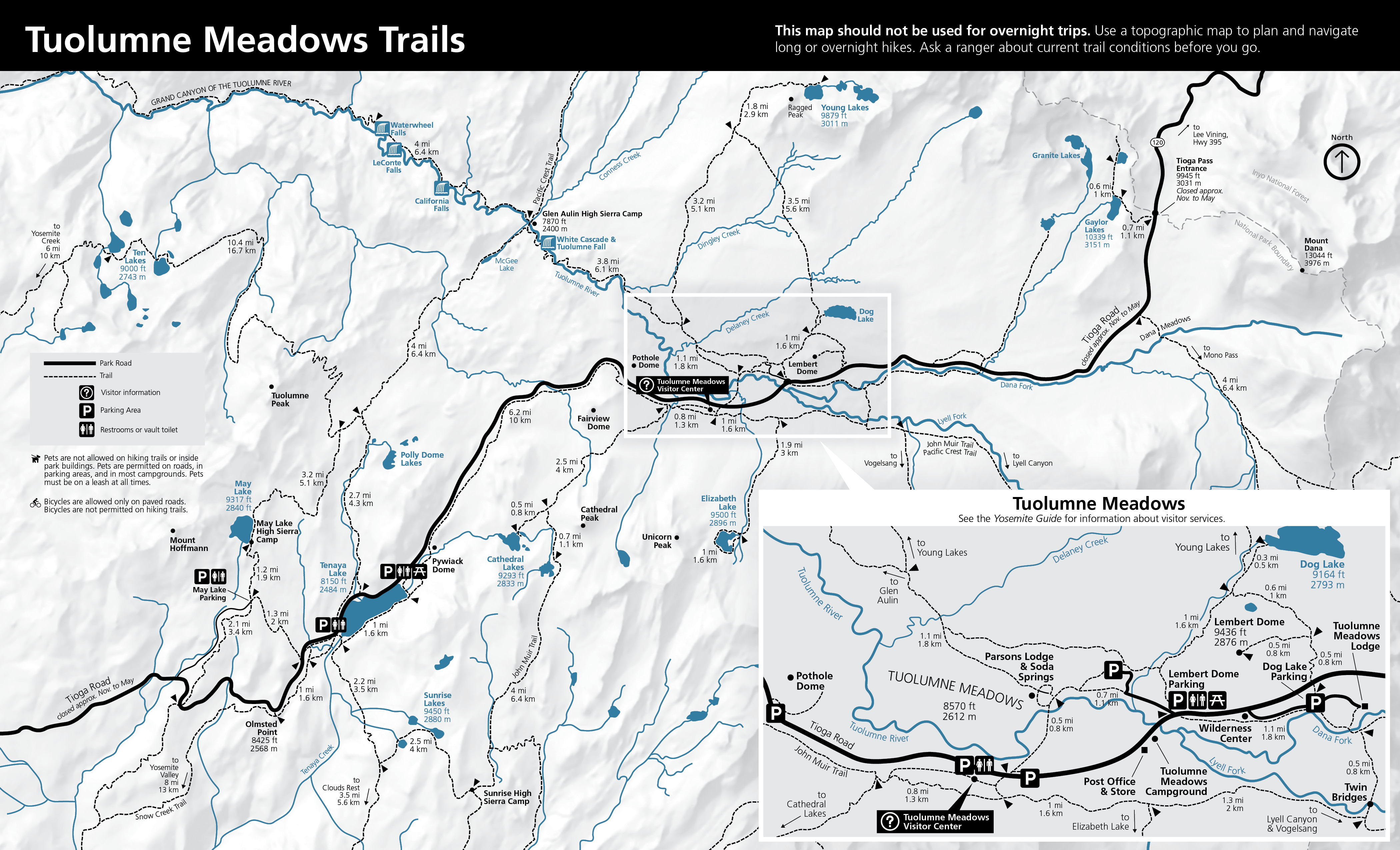 Map showing area of Tuolumne Meadows