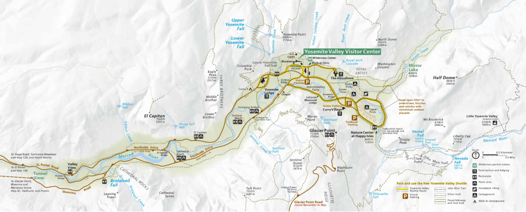 Map showing the Yosemite Valley