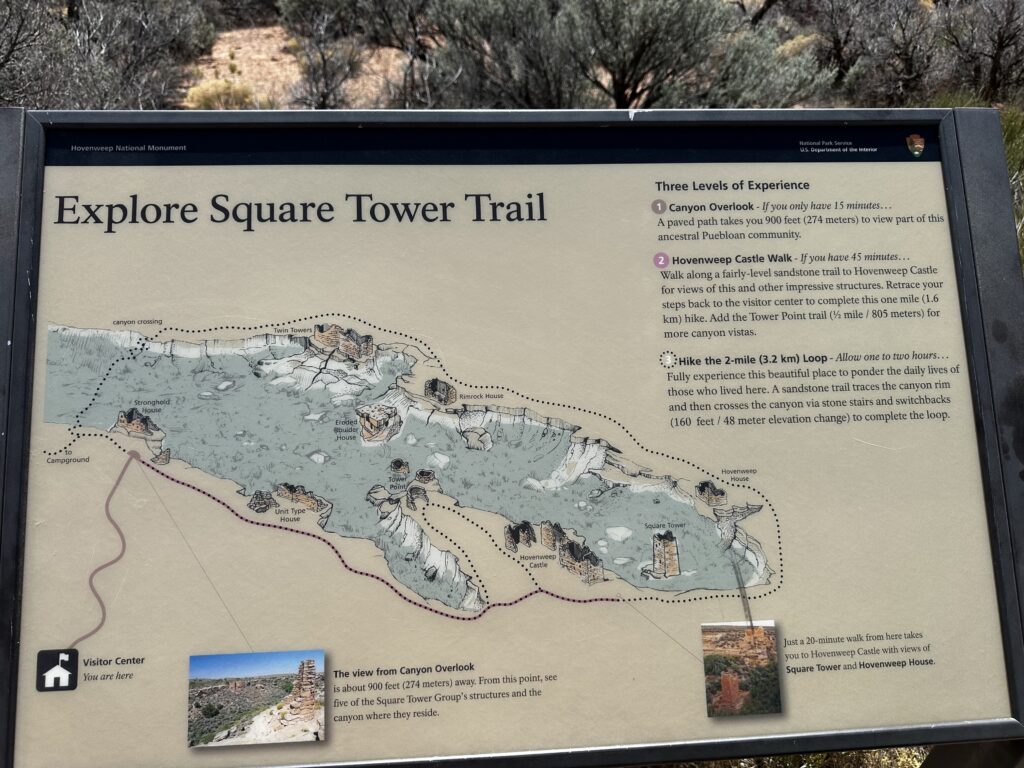 sign showing map of Square Tower Trail