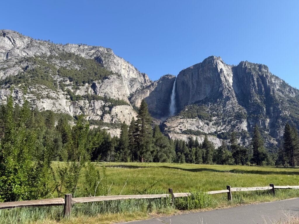 waterfall view from the side of the road