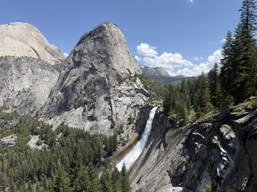 distant waterfall in the mountaintop
