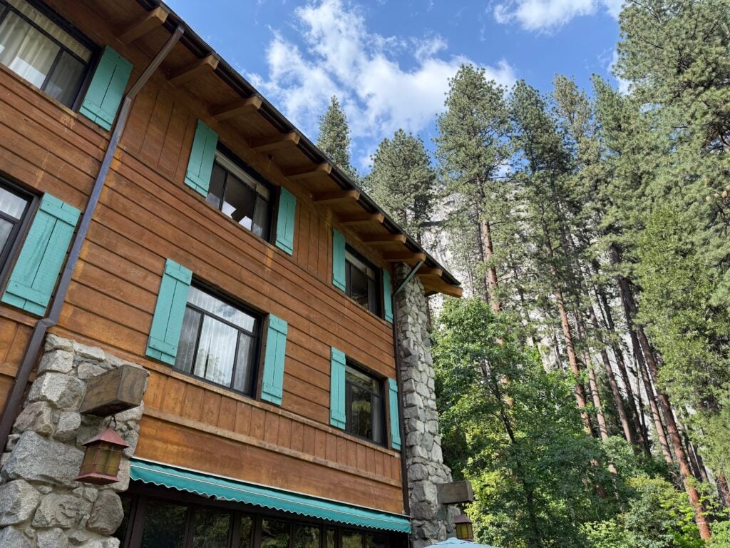 Ahwahnee Hotel among trees in Yosemite