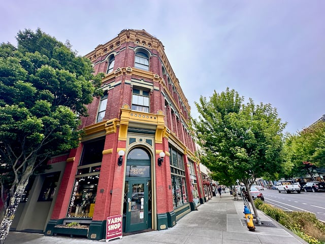 historic red building on corner
