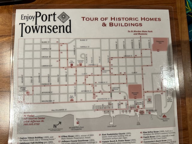map showing historic buildings in downtown Port Townsend, WA