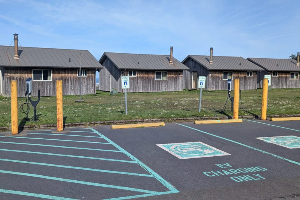 EV charging stations in parking lot