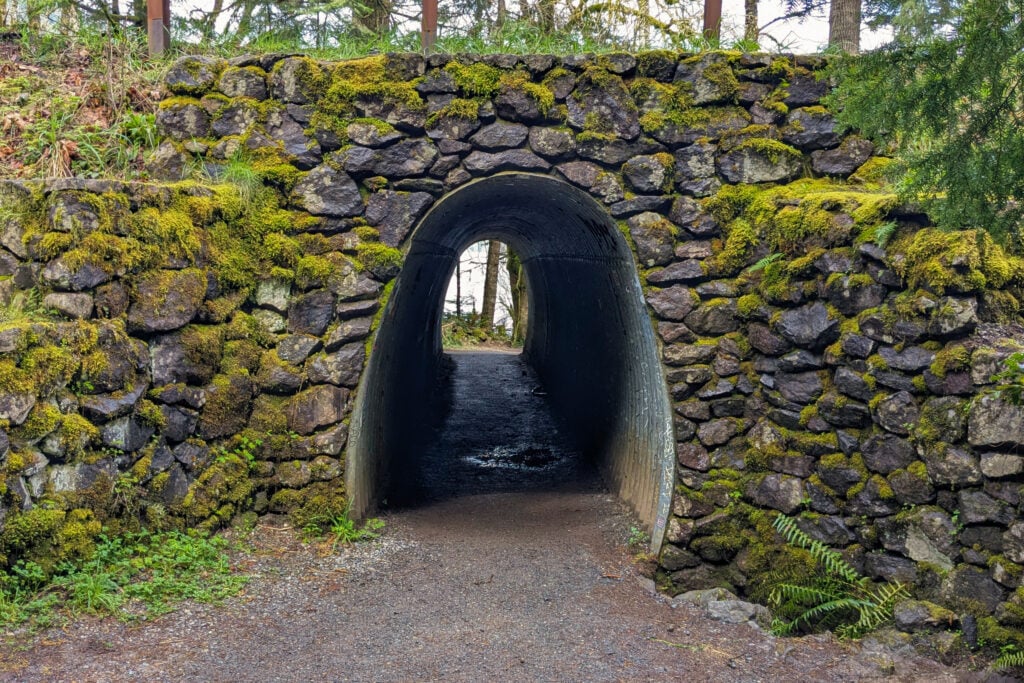 rock tunnel on trail