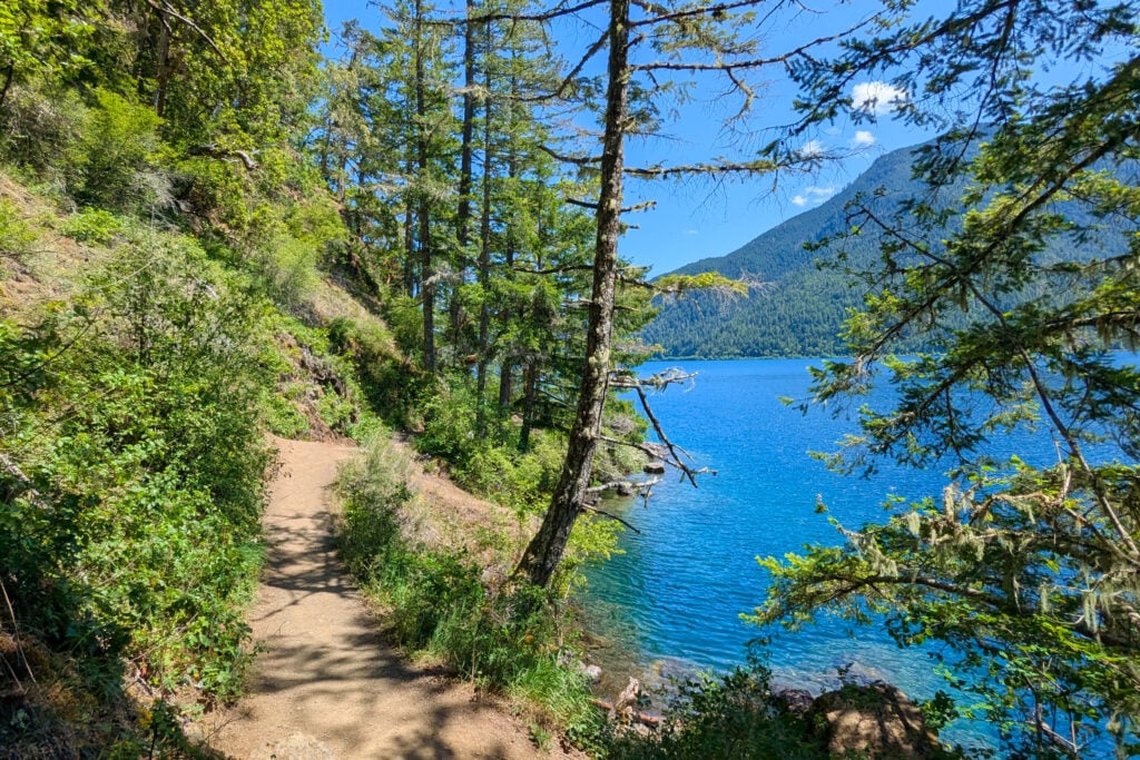 trail next to blue lake