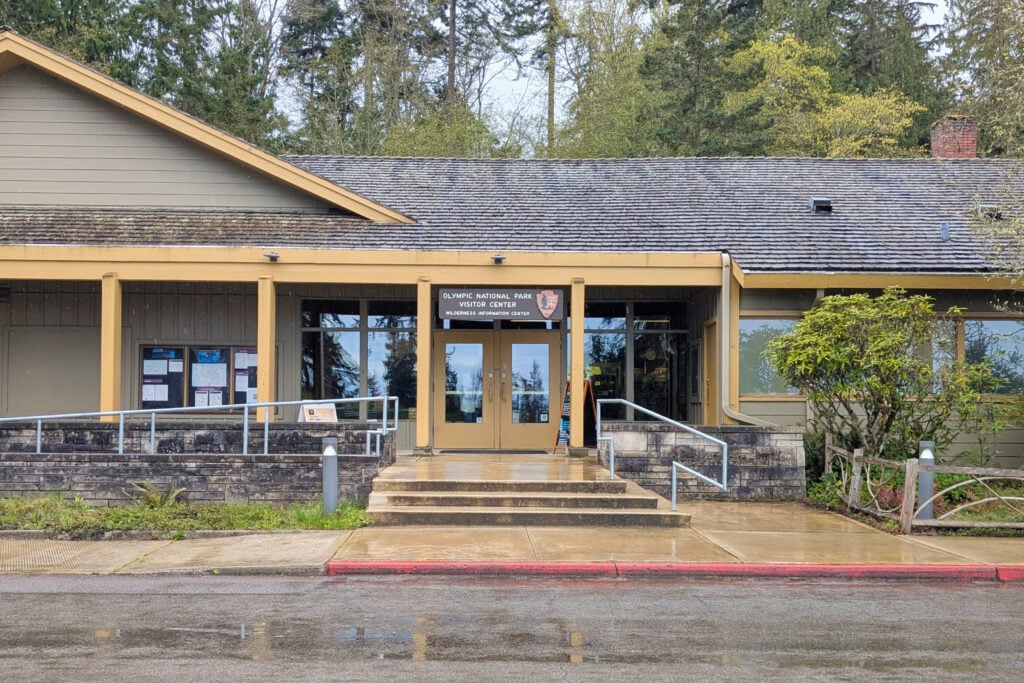front entrance of Olympic National Park Visitor Center