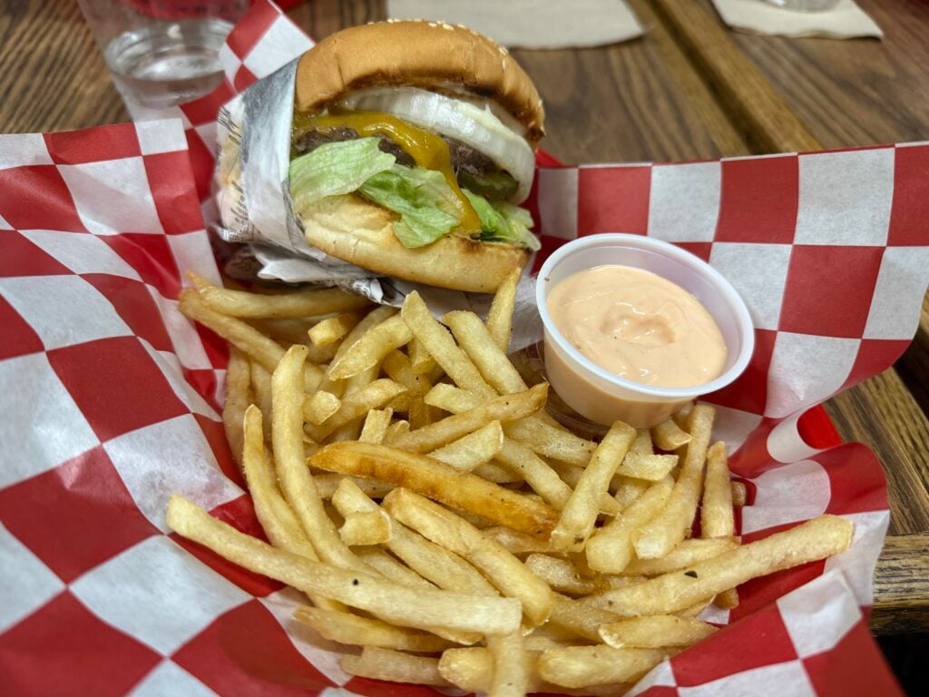 Burger and fries