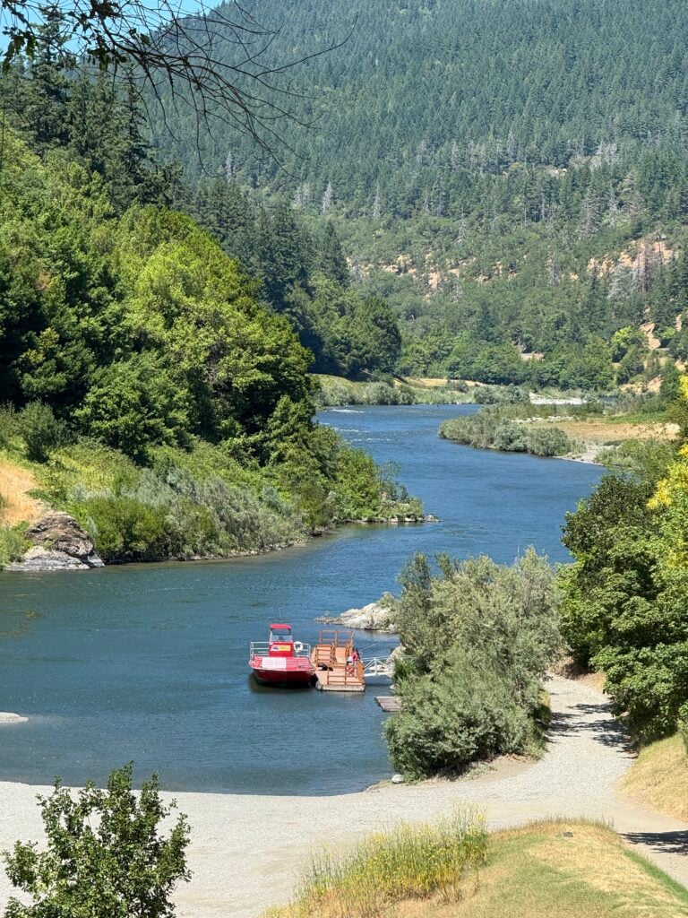 boat and dock on river