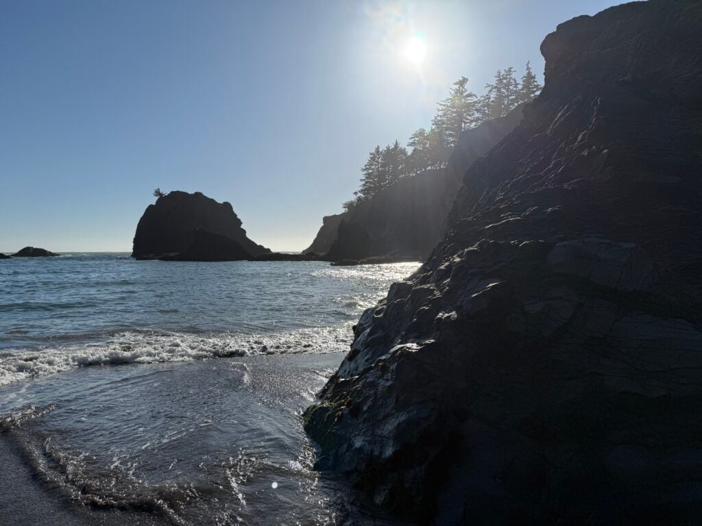 beach with cliffs