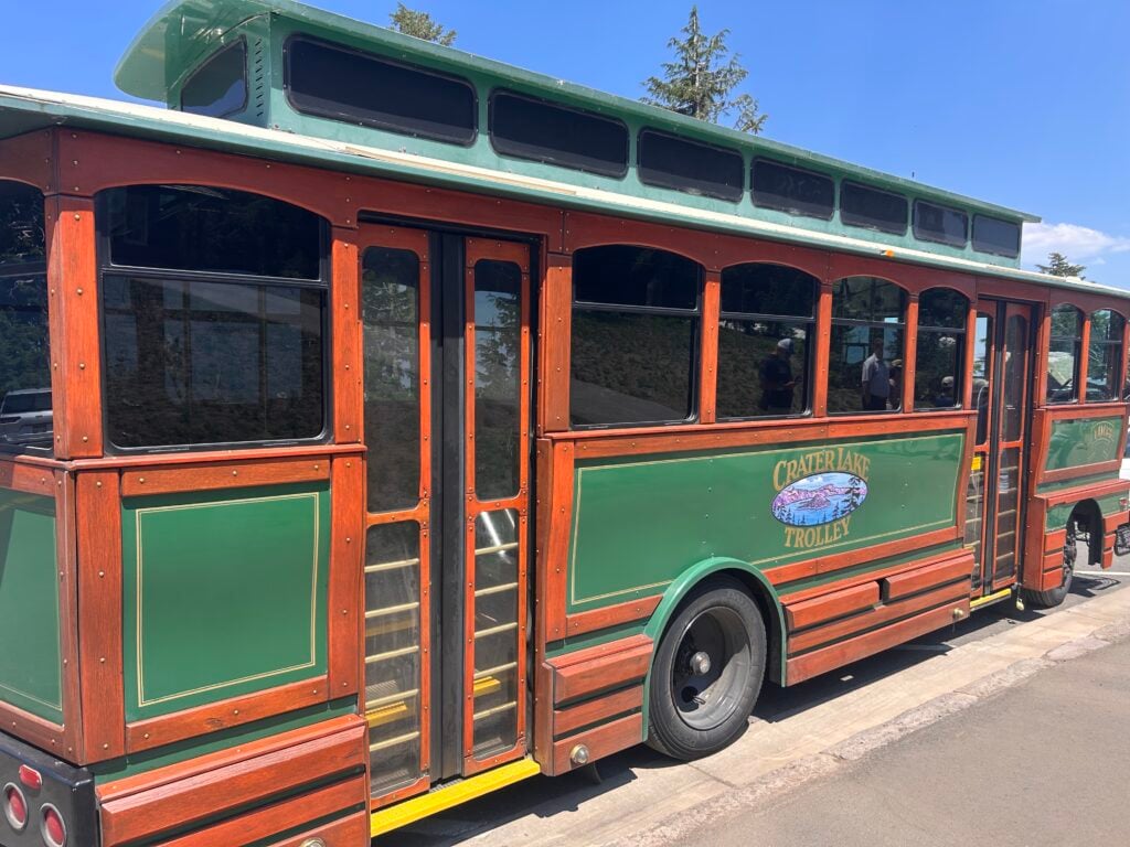 Wood trolley with green accents